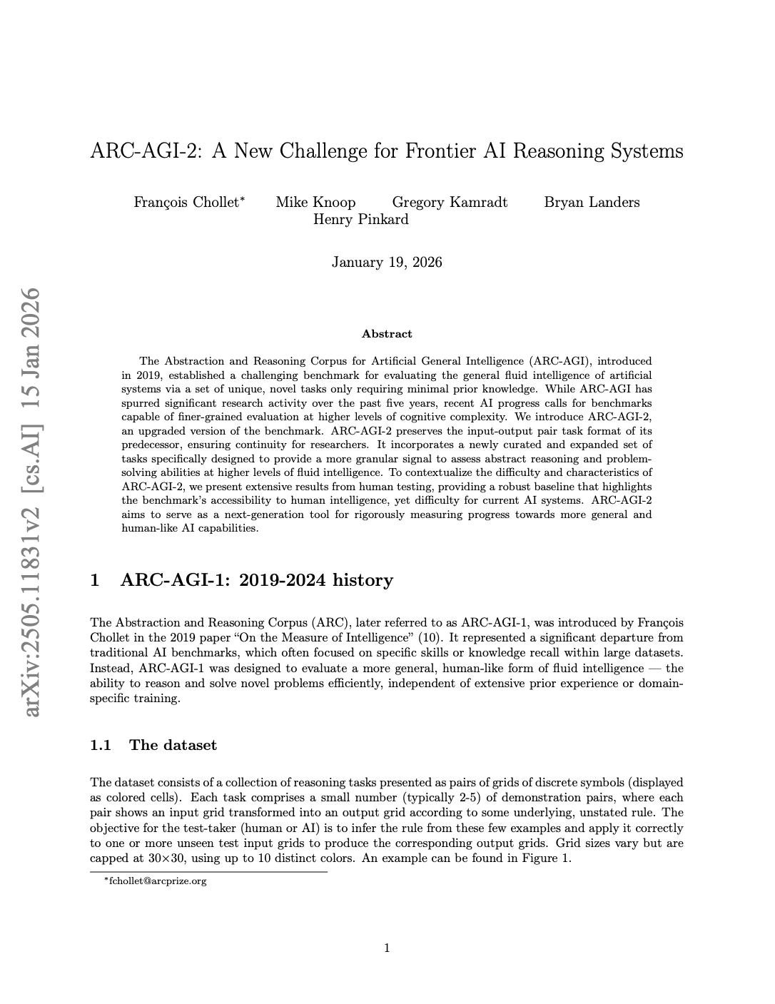 First page of the ARC-AGI-2 technical report